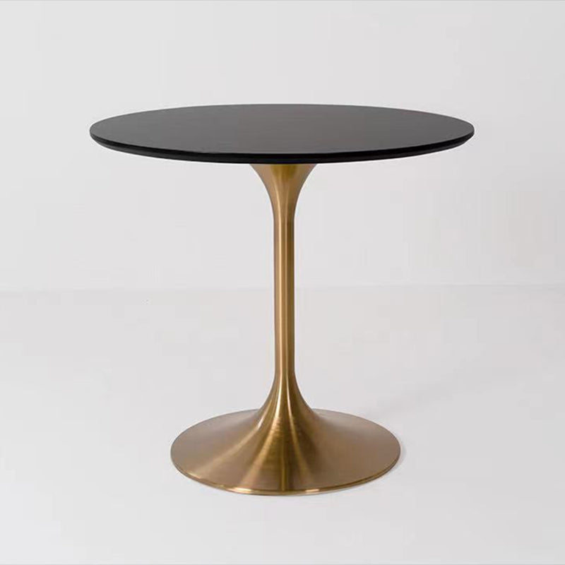 Mesa de comedor redonda contemporánea de metal mesa de madera maciza para comedor