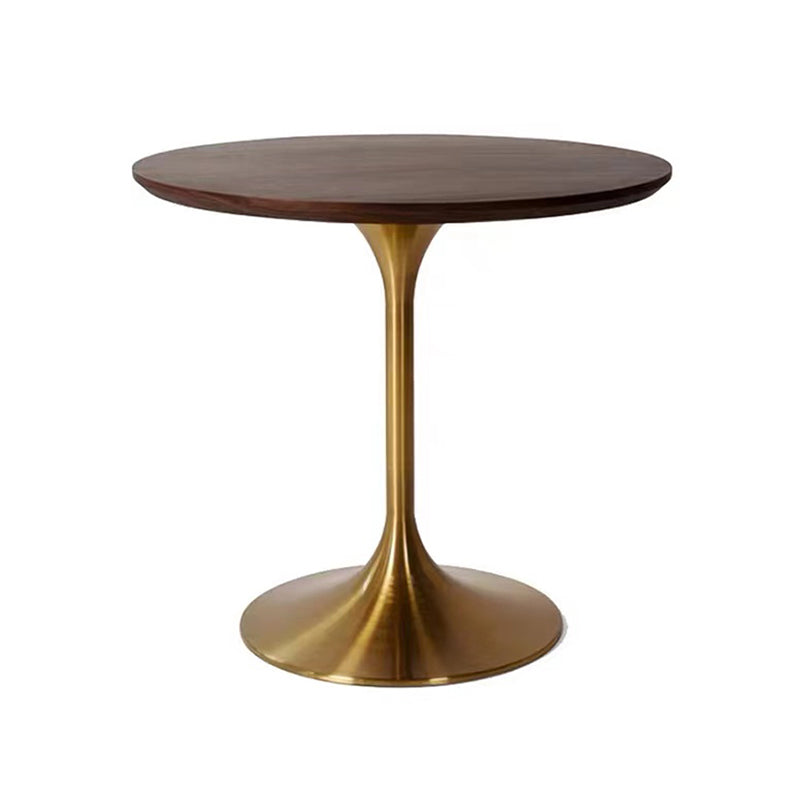 Mesa de comedor redonda contemporánea de metal mesa de madera maciza para comedor