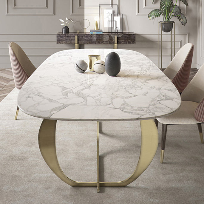 Mesa de comedor de rectángulo de lujo tradicional mesa de acero inoxidable para interiores