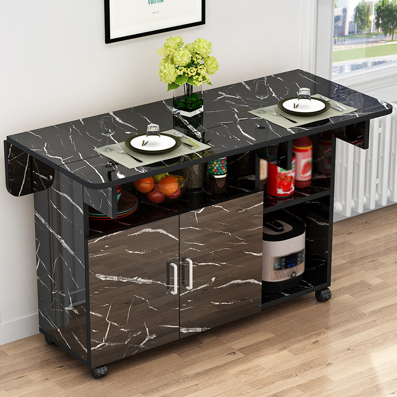 Manufactured Wood Contemporary Table Rectangular Wood Top Table with Drop Leaf