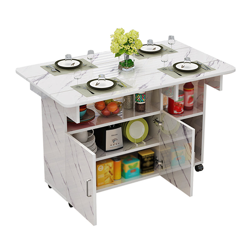 Manufactured Wood Contemporary Table Rectangular Wood Top Table with Drop Leaf