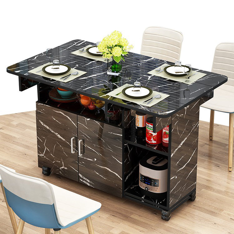 Manufactured Wood Contemporary Table Rectangular Wood Top Table with Drop Leaf