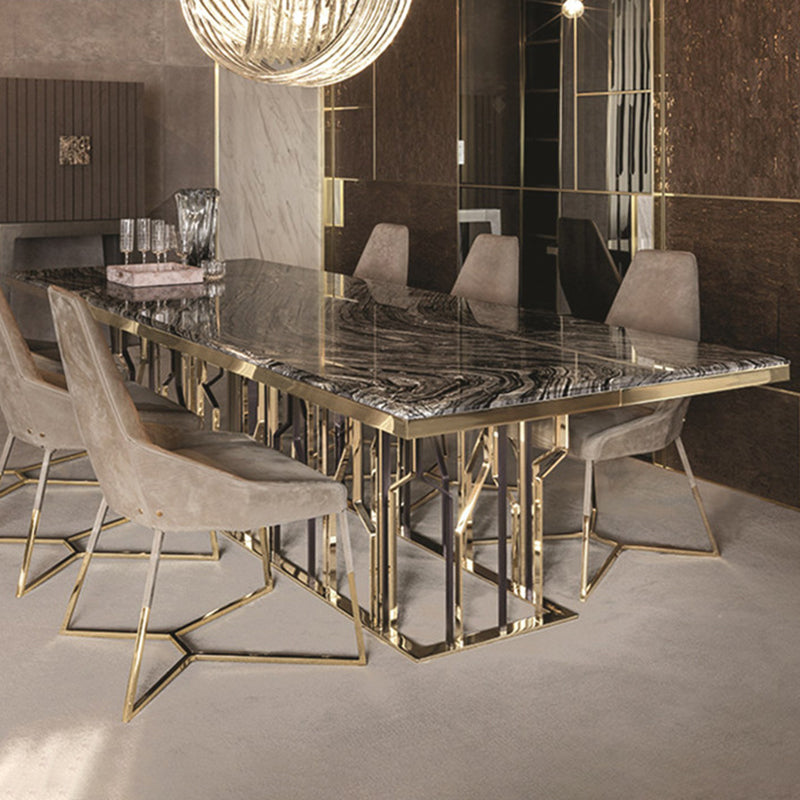 Luxury Style Marble Dining Table Single Pedestal Base Rectangle Table for Home