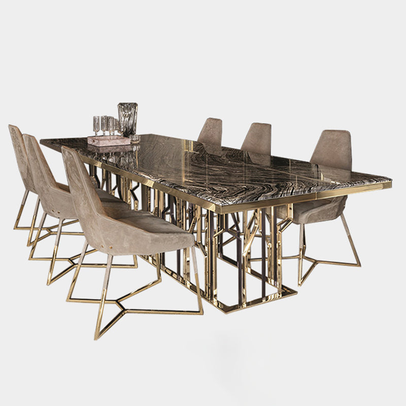 Luxury Style Marble Dining Table Single Pedestal Base Rectangle Table for Home