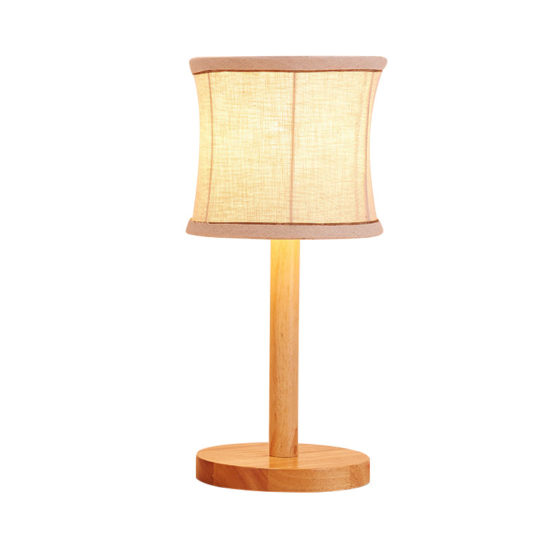 1 Glühbirnenschlafzimmer Task Light Chinese Beige Nachttischlampe mit Fassstoffschatten