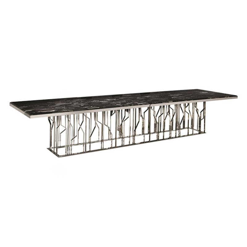 Luxury Style Marble Dining Table Single Pedestal Base Rectangle Table for Home