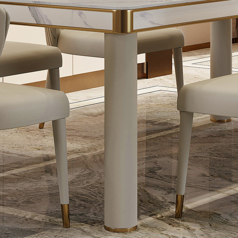 Luxury Sintered Stone Dining Table 4 Legs Base Scratch Resistant Rectangle Table for Home