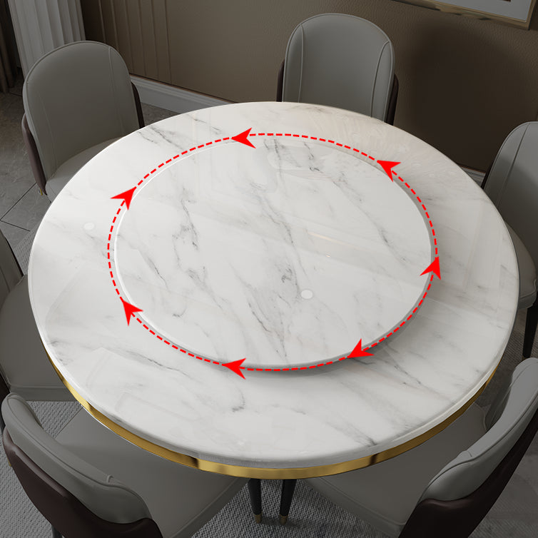 Luxury Style Marble Dining Table Single Pedestal Base Round Table for Home