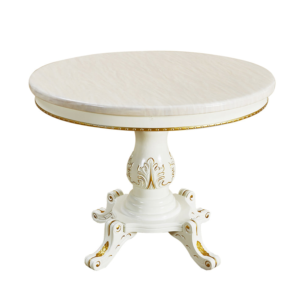 Mesa de mármol de mesa redonda victoriana de madera maciza con base de pedestal