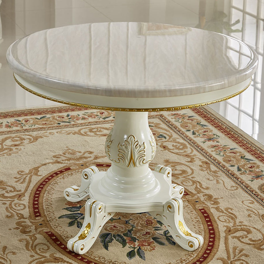 Mesa de mármol de mesa redonda victoriana de madera maciza con base de pedestal