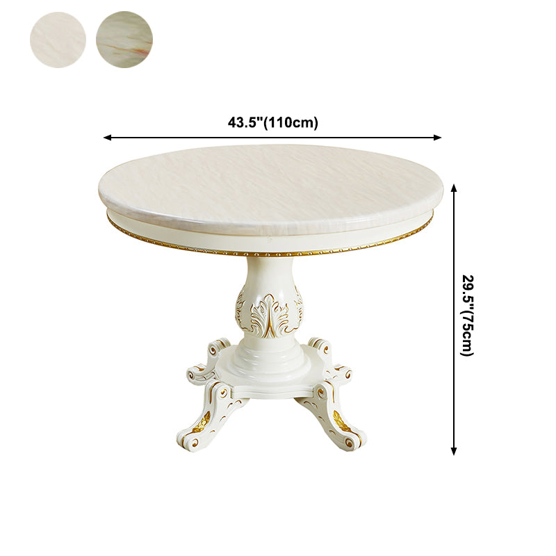 Mesa de mármol de mesa redonda victoriana de madera maciza con base de pedestal