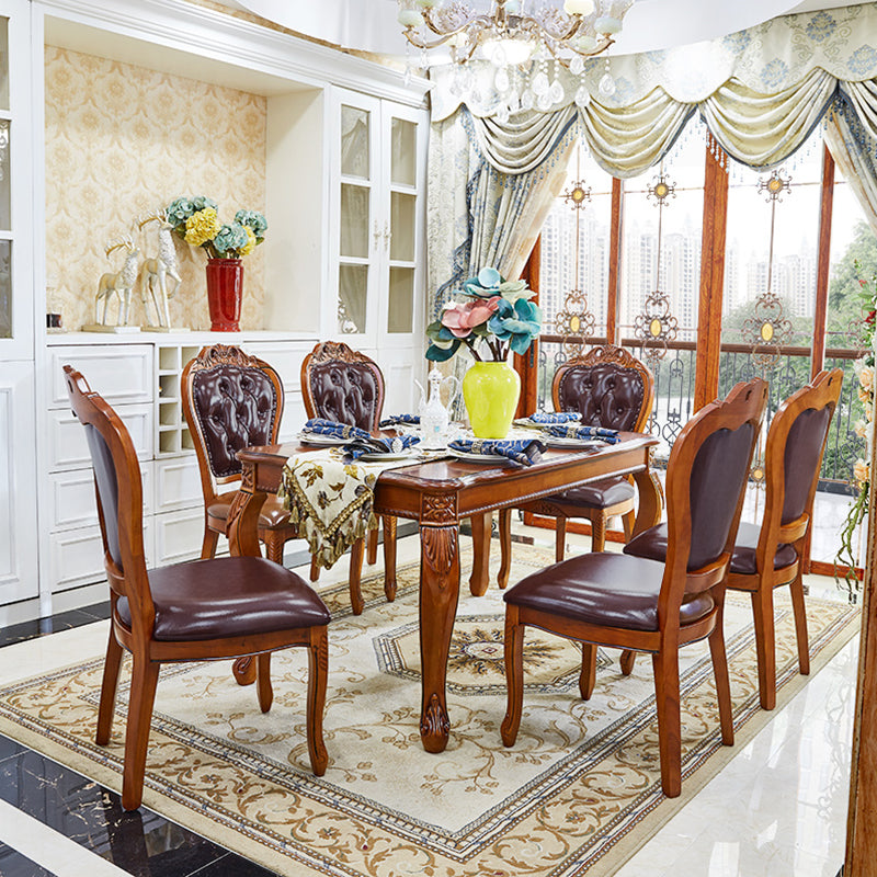 Mesa de comedor moderna de forma rectangular de la mesa marrón con 4 patas
