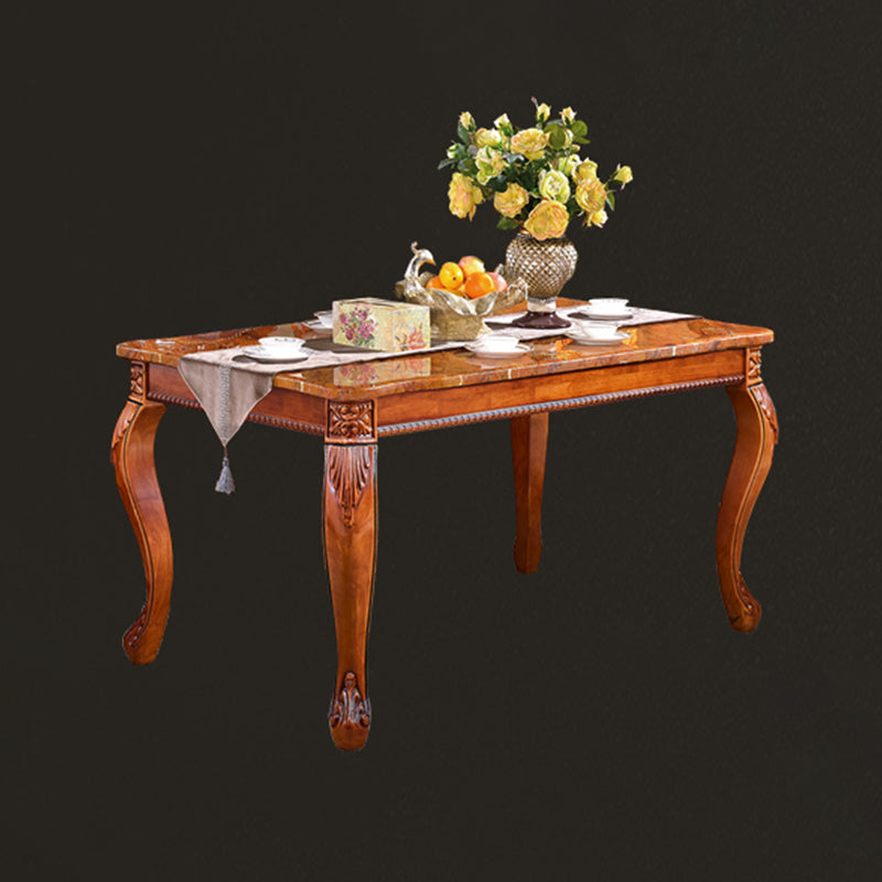 Mesa de comedor moderna de forma rectangular de la mesa marrón con 4 patas