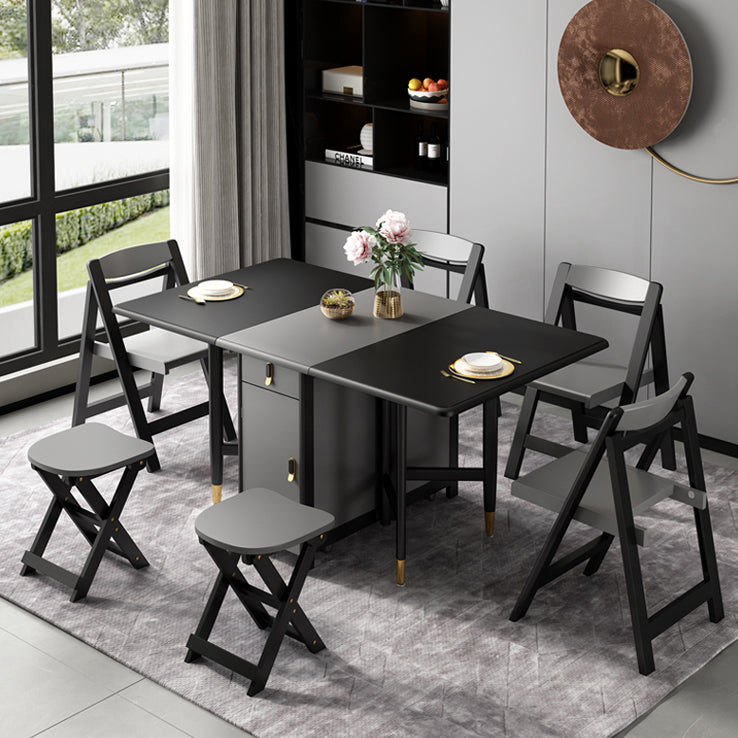 Mid-Century Modern Dining Table Rubberwood Solid Wood Table with Black Ash Solid Wood Base