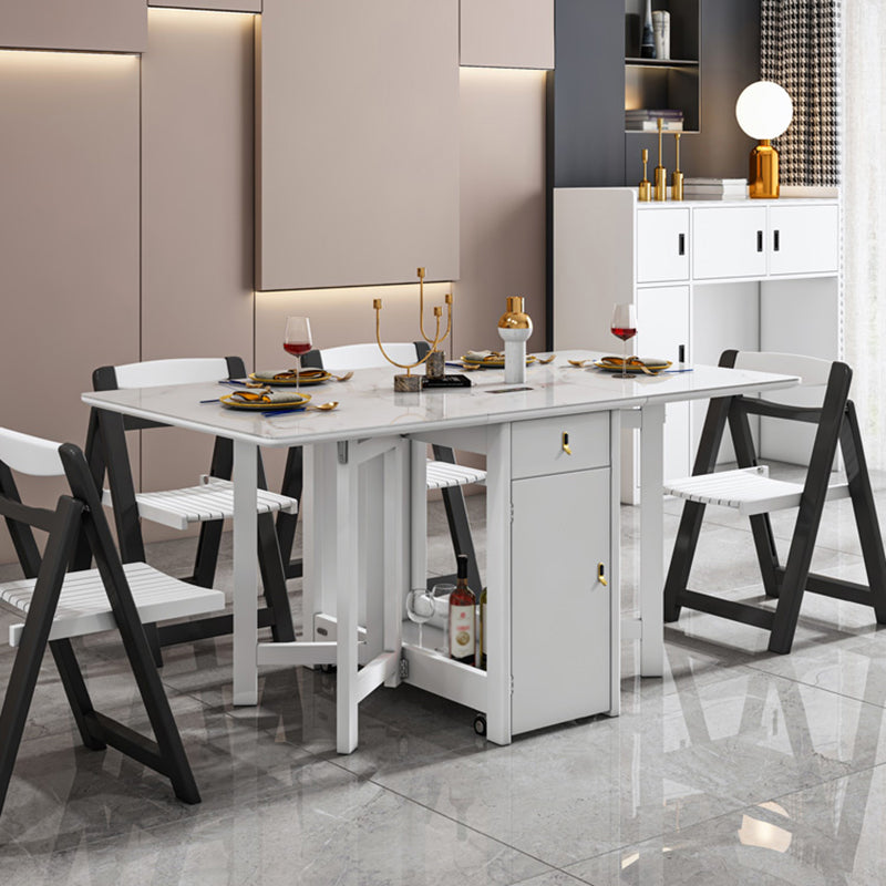 Foldable Sintered Stone Top Dining Table Modern Extendable Table with 4 Legs
