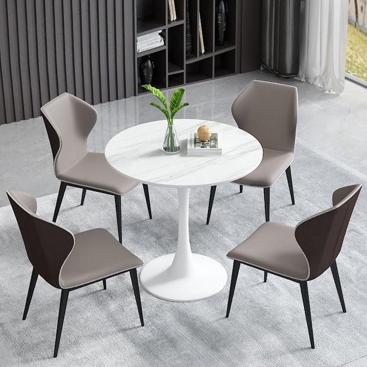 Eenvoudige ronde eettafel van gesinterde stenen tafel met tulponderstel voor eetkamer