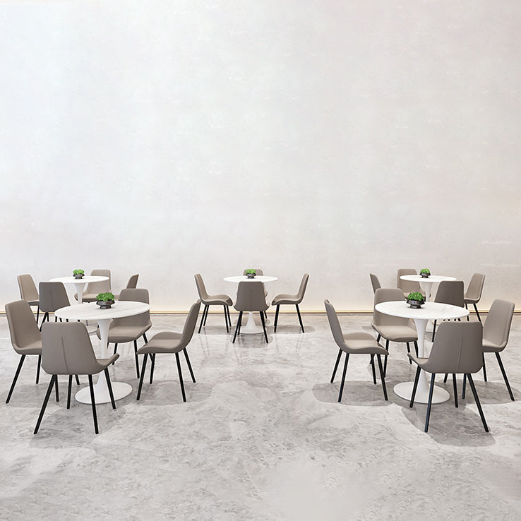 Eenvoudige ronde eettafel van gesinterde stenen tafel met tulponderstel voor eetkamer