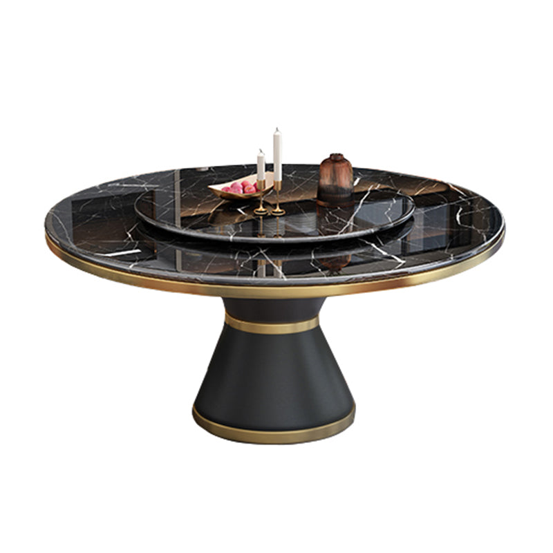Marble Dining Table Luxury Style Single Pedestal Base Table for Dining Room