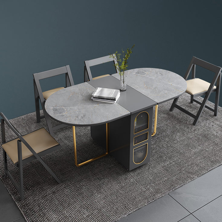 Mesa de comedor de piedra sinterizada moderna mesa de comedor ovalado de 59 "para uso en el hogar