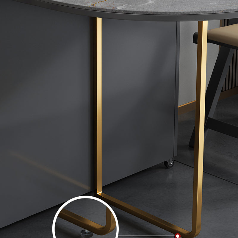 Mesa de comedor de piedra sinterizada moderna mesa de comedor ovalado de 59 "para uso en el hogar