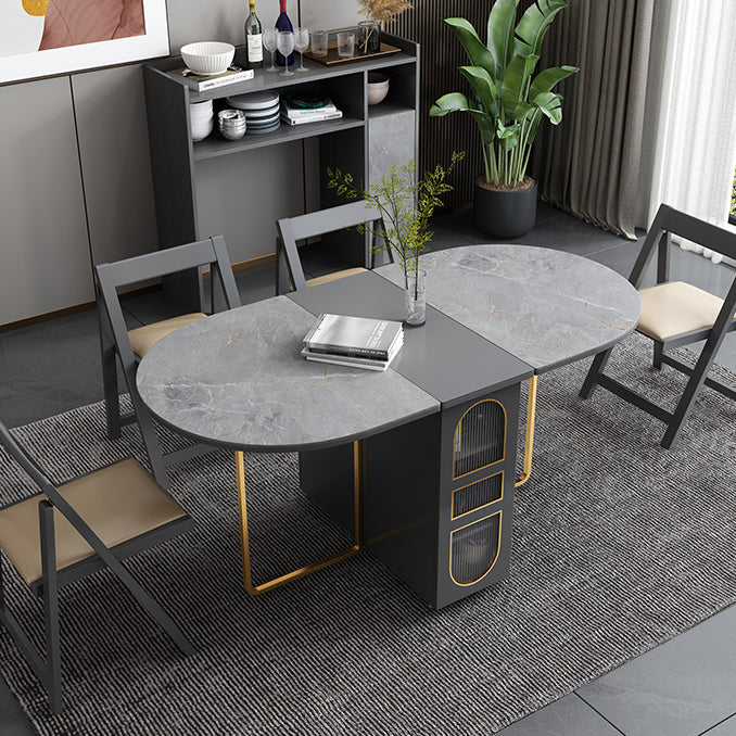 Mesa de comedor de piedra sinterizada moderna mesa de comedor ovalado de 59 "para uso en el hogar
