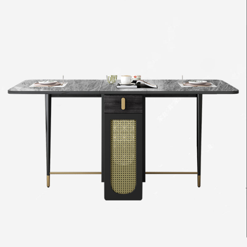 59 '' Mesa de comedor de piedra sinterizada mesa rectángula plegable con base de caballete