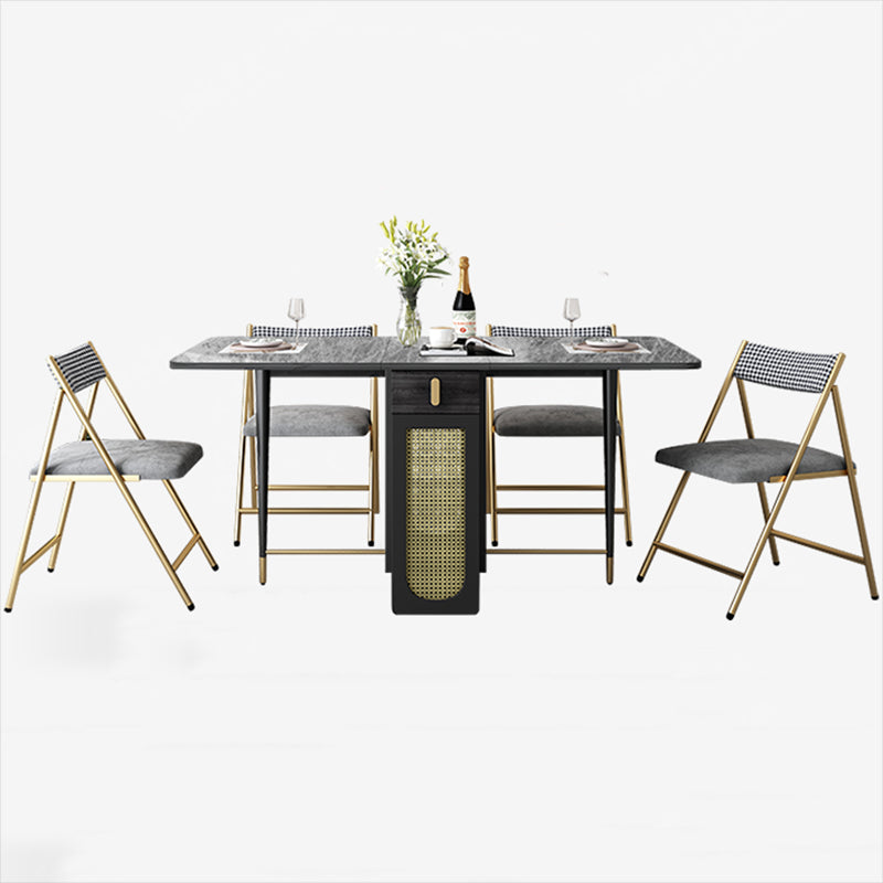 59 '' Mesa de comedor de piedra sinterizada mesa rectángula plegable con base de caballete