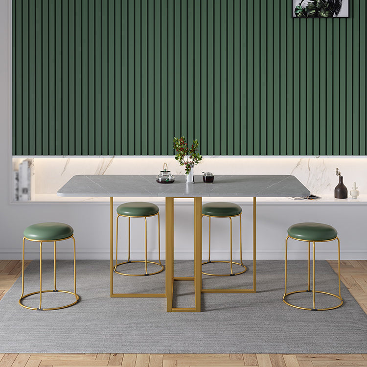 Moderne grijze eettafel gesinterde stenen drop-blad 59 "eettafel voor thuisgebruik