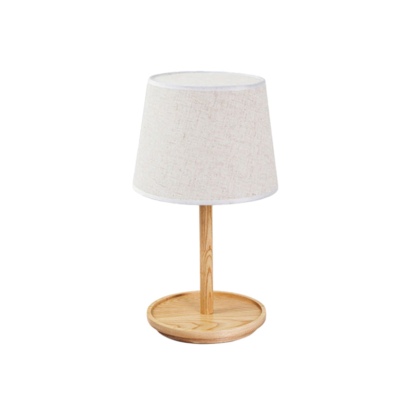 Vat taaklamp modernistische stof 1 lamp wit tafellicht, ronde beige houten basis