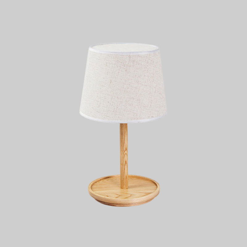 Vat taaklamp modernistische stof 1 lamp wit tafellicht, ronde beige houten basis