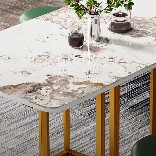 Mesa de cocina de piedra sinterizada plegable de 59 '' Mesa de cocina moderna con base de caballete