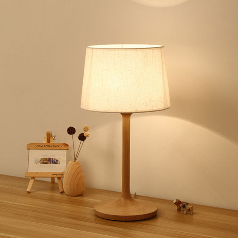Lampe de table de chevet à tambour conique tissu contemporain 1 ampoule lampe de lecture en blanc