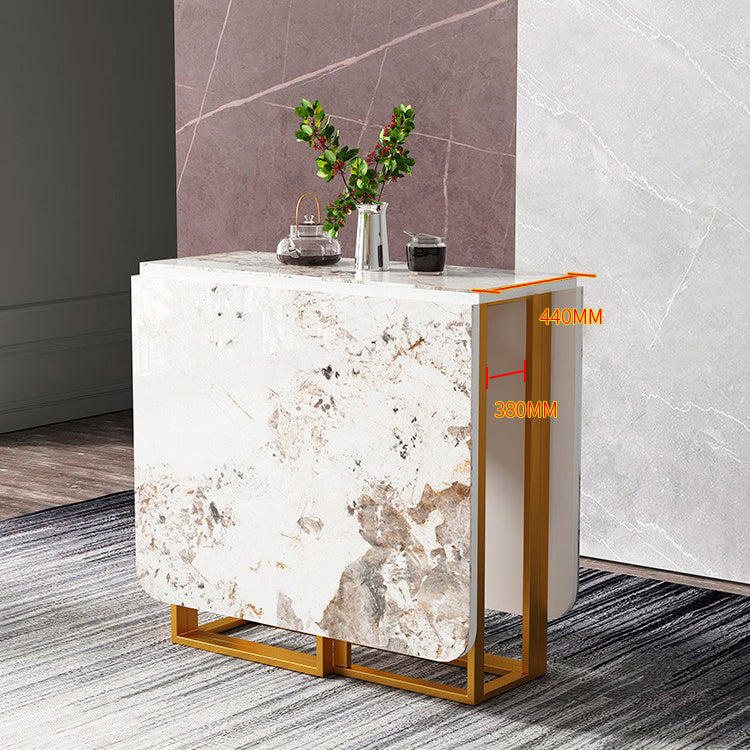 Mesa de cocina de piedra sinterizada plegable de 59 '' Mesa de cocina moderna con base de caballete