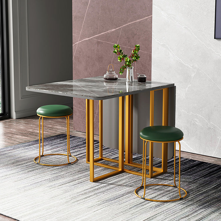 Mesa de cocina de piedra sinterizada plegable de 59 '' Mesa de cocina moderna con base de caballete