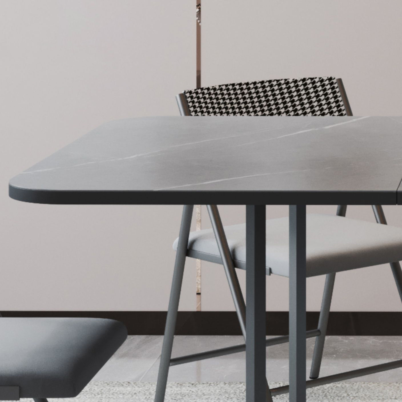 Moderne stijl rechthoek eettafel gesinterde stenen drop-blad eettafel