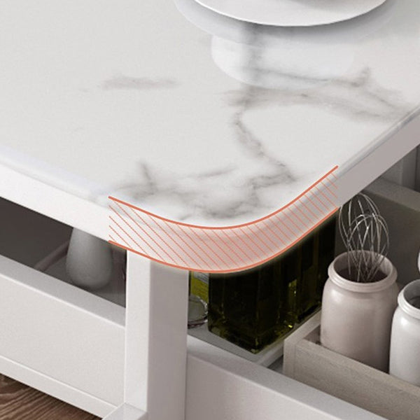Modern White Dining Table Sintered Stone Drop-Leaf Dining Table for Home Use