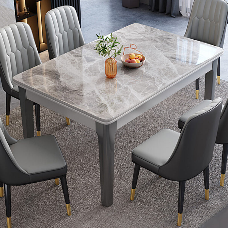 Mesa de comedor de piedra sinterizada de mediados de siglo, mesa rectangular con base de 4 patas para el hogar