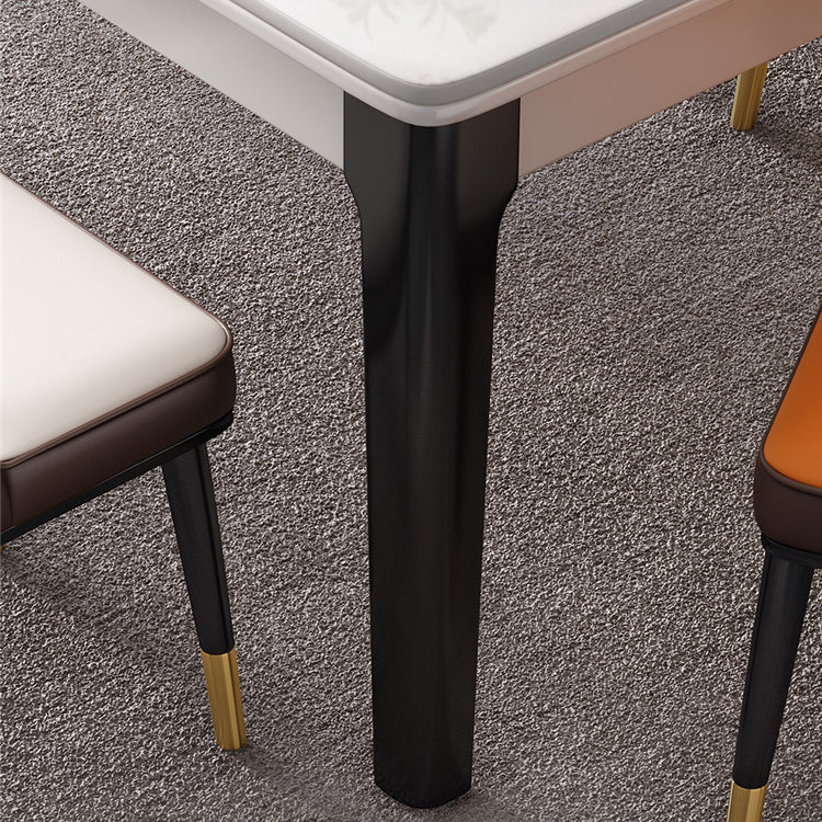Mesa de comedor de piedra sinterizada de mediados de siglo, mesa rectangular con base de 4 patas para el hogar
