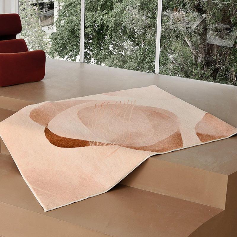 Modern Living Room Rug Color Block Polyester Area Rug Non-Slip Backing Area Carpet