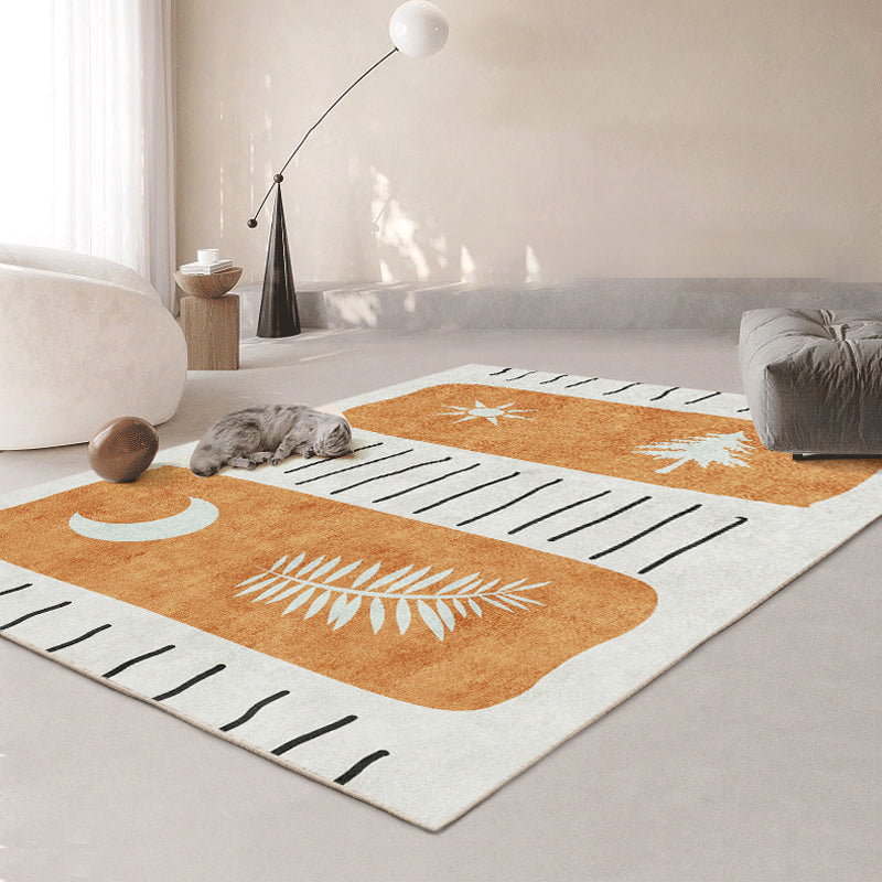 Oranje streep patroon tapijt modern polyester gebied tapijt anti-slip gemakkelijke tapijt tapijt voor woningdecoratie