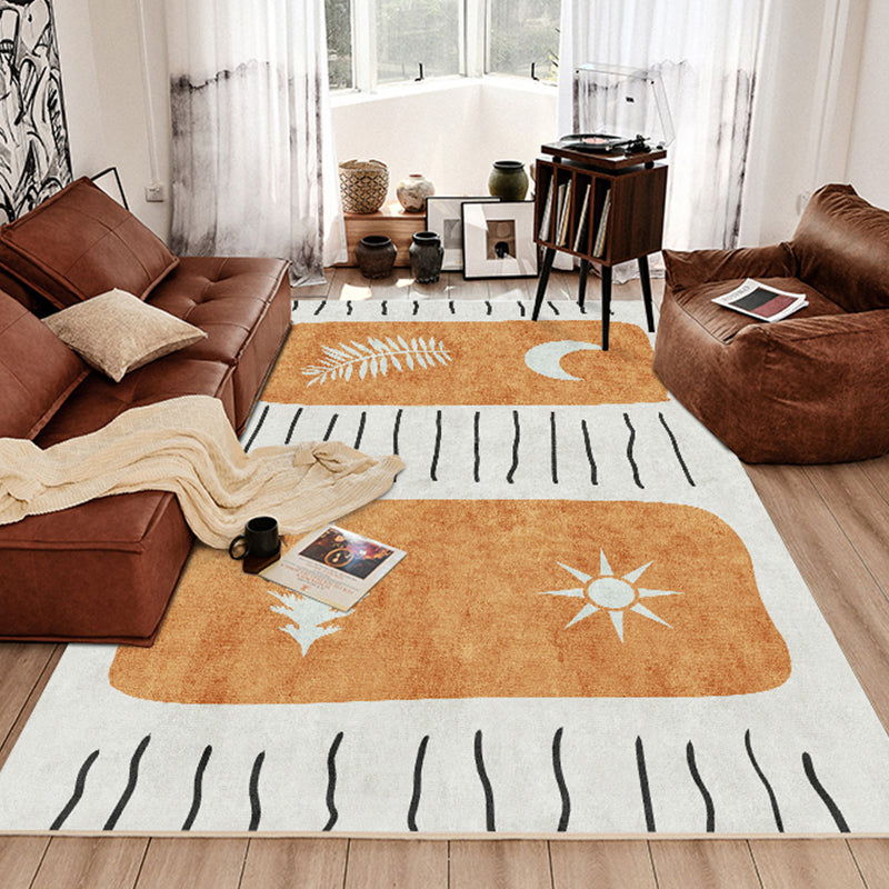 Oranje streep patroon tapijt modern polyester gebied tapijt anti-slip gemakkelijke tapijt tapijt voor woningdecoratie
