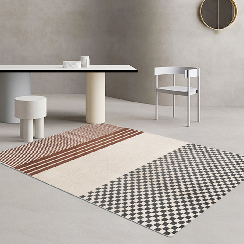 Donkerbruine vloerkleed polyester lijngebied Tapijt niet-slip achterste tapijt voor woningdecoratie