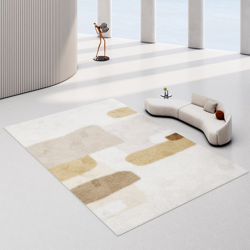 Modern Drawing Room Area Rug Khaki Polyester Area Carpet Non-Slip Backing Area Rug