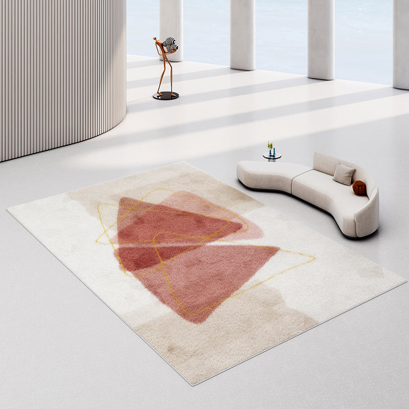 Modern Drawing Room Area Rug Khaki Polyester Area Carpet Non-Slip Backing Area Rug