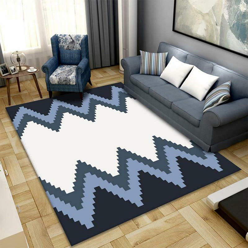 Donkergrijs modern tapijt polyester grafisch vloerkleed niet-slip achterste tapijt voor woonkamer