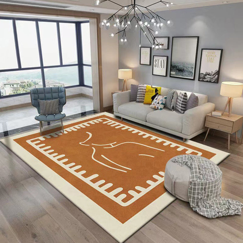 Contemporary Indoor Rug Simple Abstract Pattern Polyester Stain Resistant Area Rug for Living Room