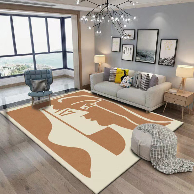 Contemporary Indoor Rug Simple Abstract Pattern Polyester Stain Resistant Area Rug for Living Room
