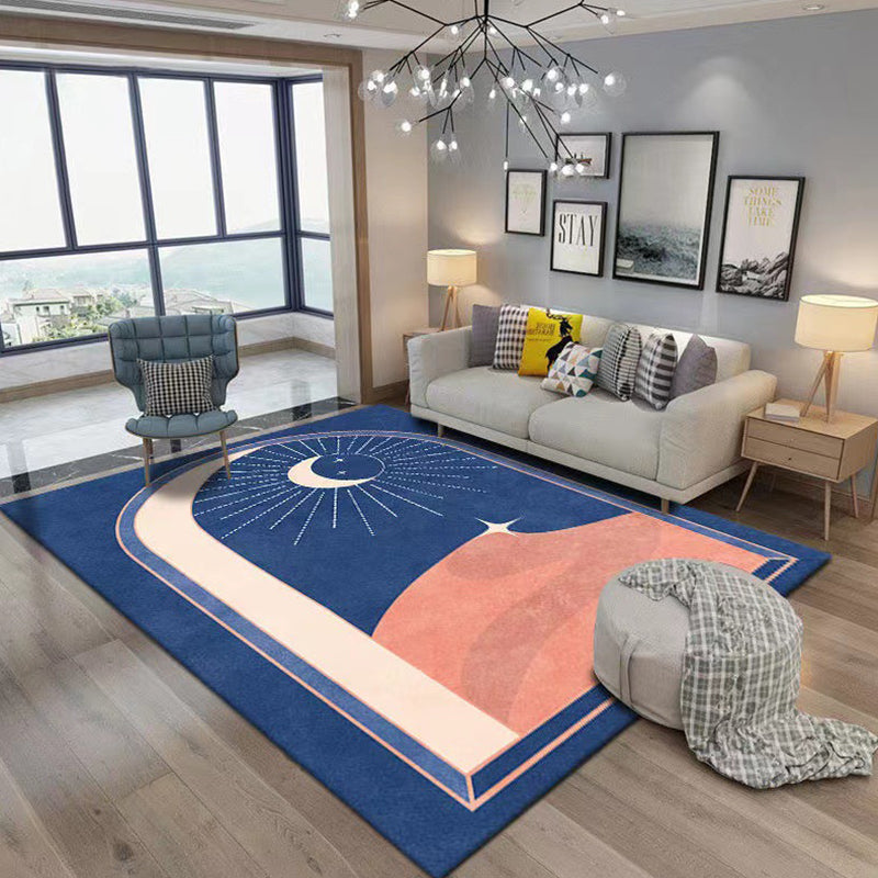 Contemporary Indoor Rug Simple Abstract Pattern Polyester Stain Resistant Area Rug for Living Room