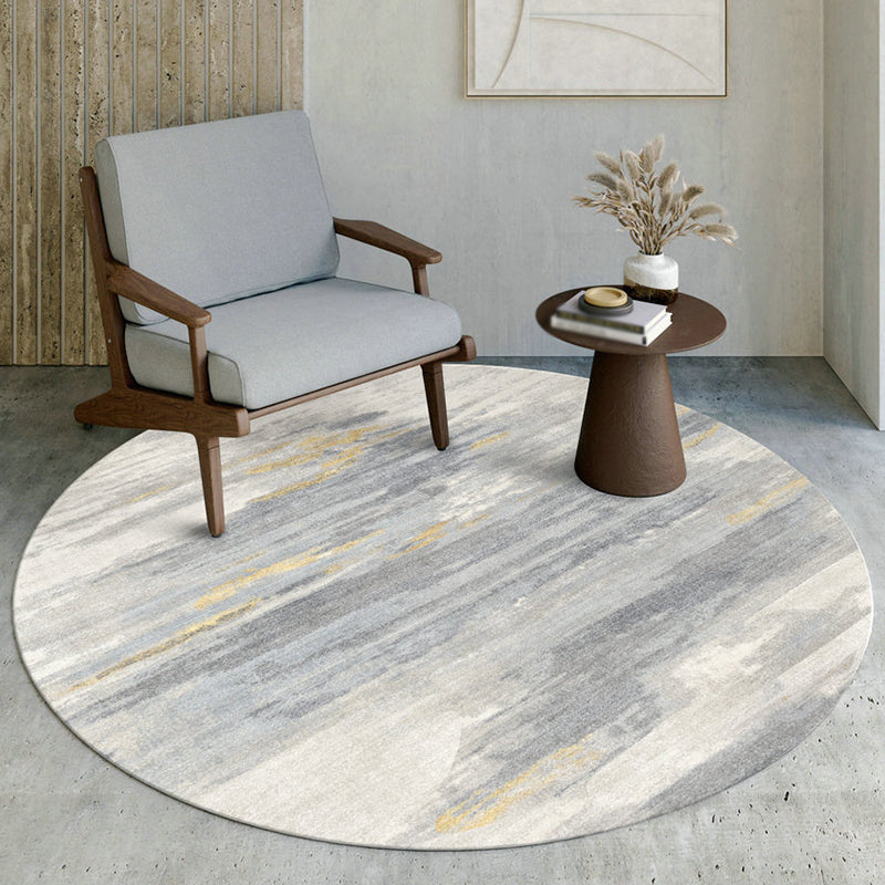 Modern Living Room Area Rug Abstract Pattern Polyester Area Carpet Non-Slip Backing Rug