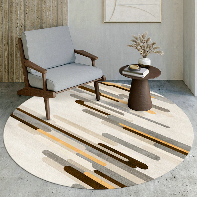 Modern Living Room Area Rug Abstract Pattern Polyester Area Carpet Non-Slip Backing Rug
